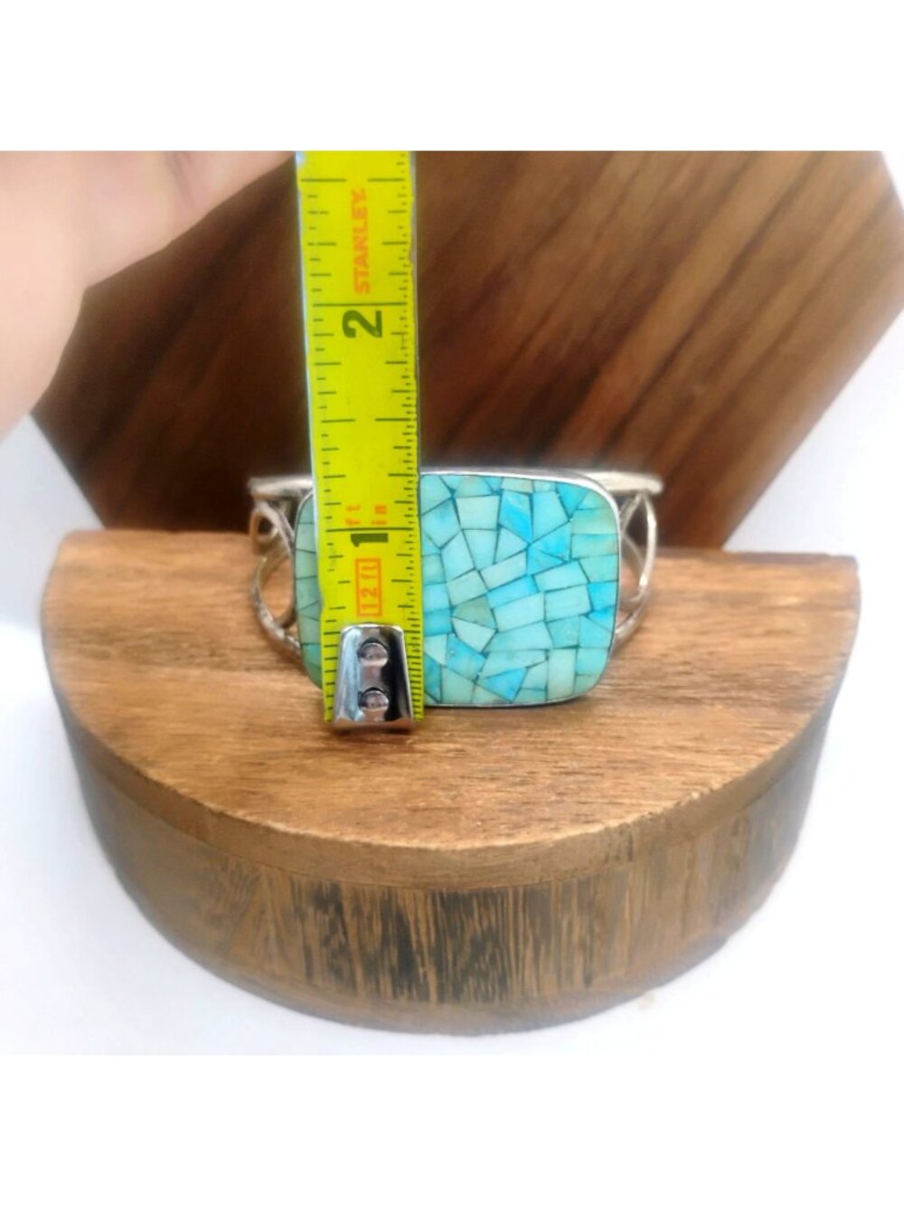 Jay King DTR Sterling Silver and Turquoise Mosaic Cuff Bracelet Size 6.5 - Picture 5 of 10